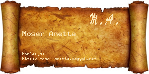 Moser Anetta névjegykártya